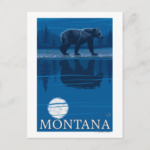 Carte Postale Bear Walking in Moonlight Vintage voyage