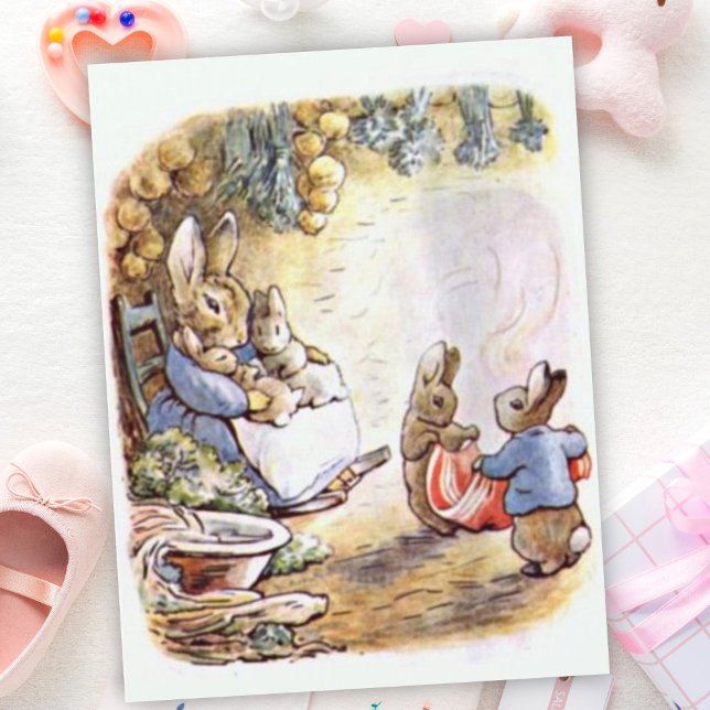 Carte Postale Beatrix Potter Mommy et jumeaux de Benjamin Bunny (Créateur téléchargé)