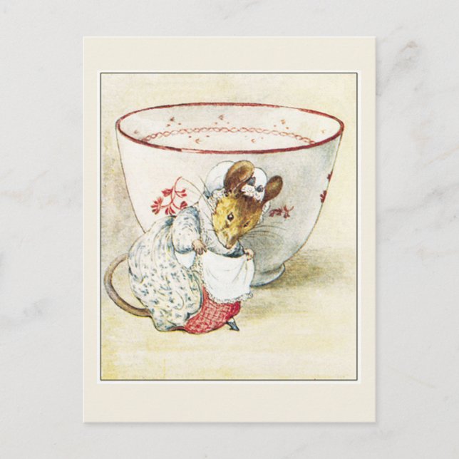 Carte Postale Beatrix Potter, Souris Dame, Tasse à thé (Devant)