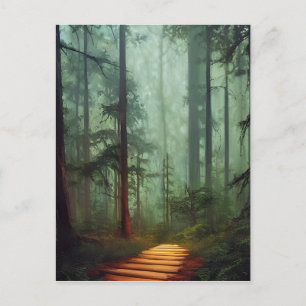 Carte Postale Beau Art numérique de sentier forestier
