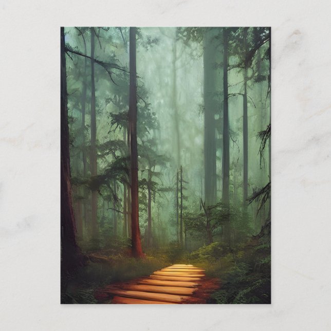 Carte Postale Beau Art numérique de sentier forestier (Devant)
