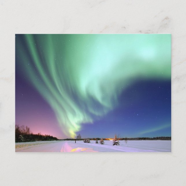 Carte Postale Beau Aurora Borealis Alaska hiver (Devant)