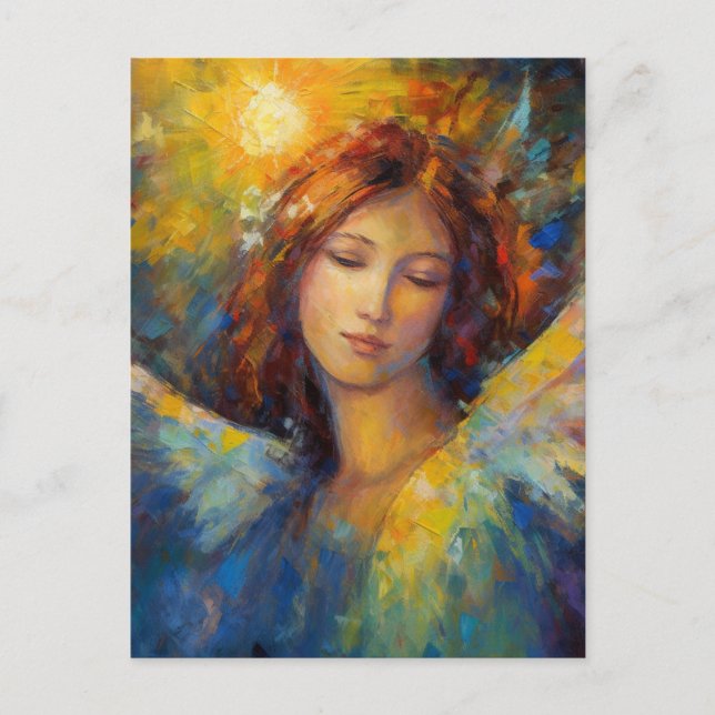 Carte Postale Beau Bleu Jaune Angel Glows (Devant)