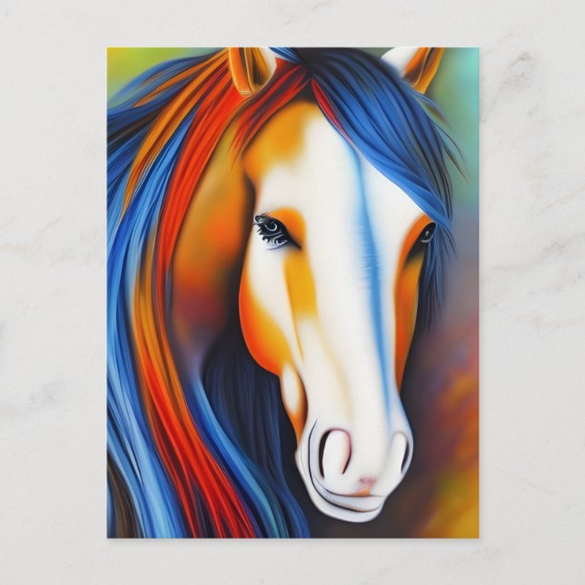 Carte Postale Beau Cheval Colorful (Devant)