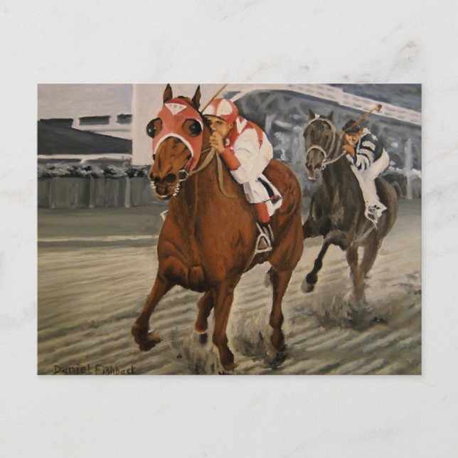 Carte Postale Beau cheval ravit les propriétaires en course clas (Devant)