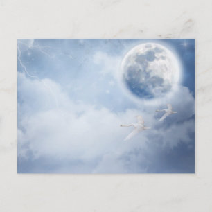 Carte Postale Beau ciel bleu avec cygnes volants ensemble