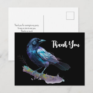 Carte Postale Beau corbeau sur un Merci de branche d'arbre
