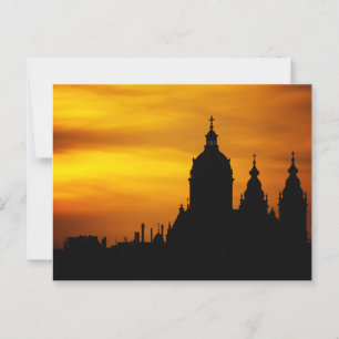 Carte Postale Beau coucher de soleil en silhouette