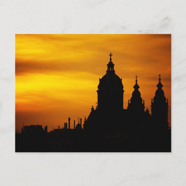 Carte Postale Beau coucher de soleil en silhouette (Devant)