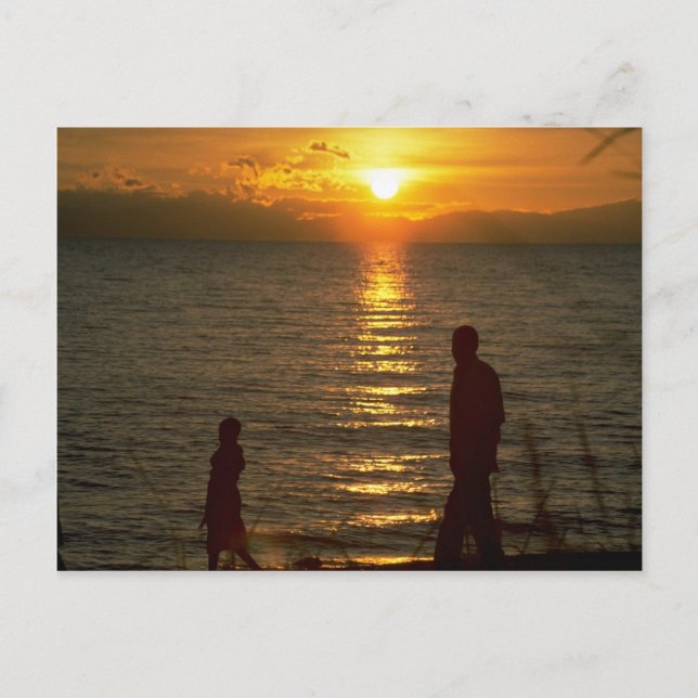 Carte Postale Beau coucher de soleil : Lac Malawi, Malawi (Devant)
