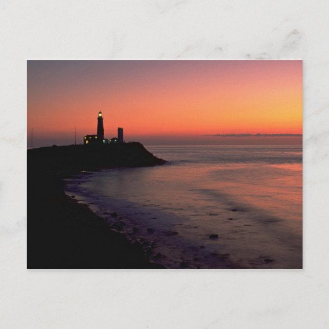 Carte Postale Beau coucher de soleil : Lumière de Montauk Point, (Devant)