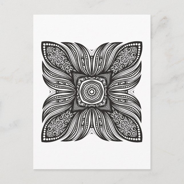 Carte Postale Beau Décor Carré Doodle (Devant)
