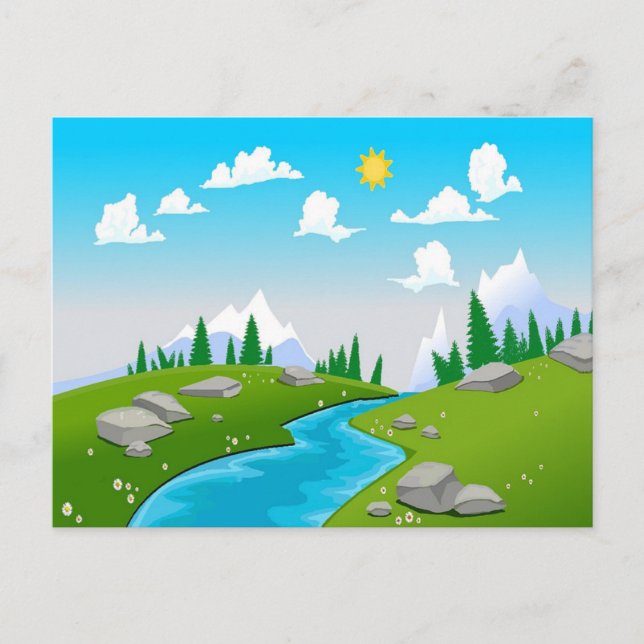 Carte Postale beau dessin de paysage (Devant)