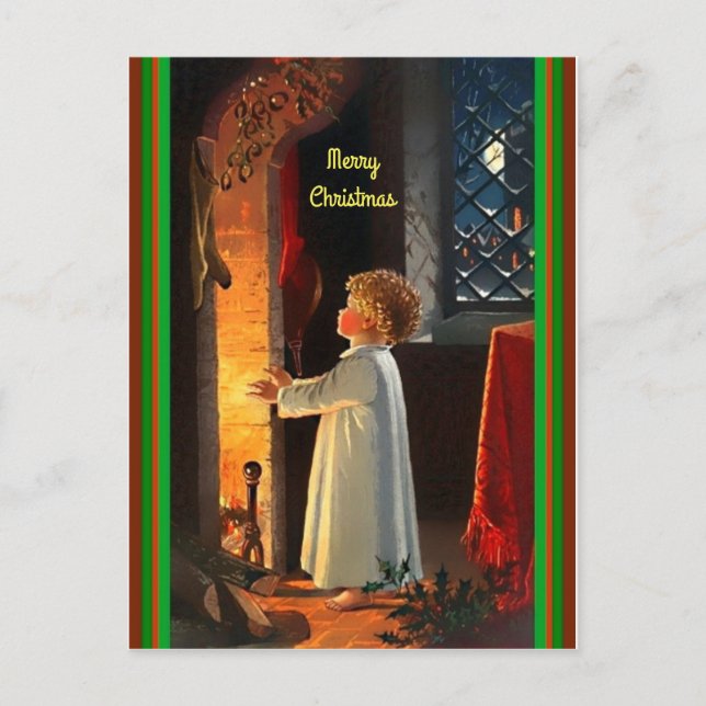 Carte Postale Beau enfant de Noël en feu Lumière (Devant)