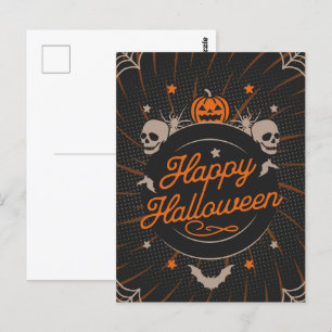 Carte Postale Beau Halloween Orange Joyeux