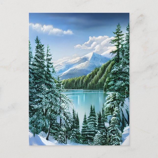Carte Postale Beau Hiver Sky Mountain Lake (Devant)