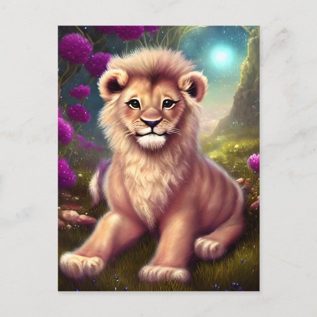 Carte Postale Beau Imaginaire Cute Kawaii Lion Cub (Devant)