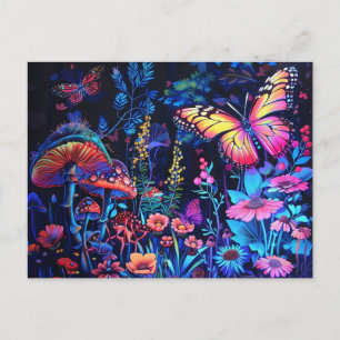 Carte Postale Beau Imaginaire papillon et champignons