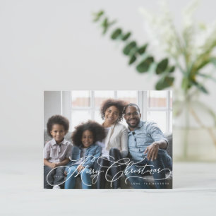 Carte Postale Beau Joyeux script de Noël design photo