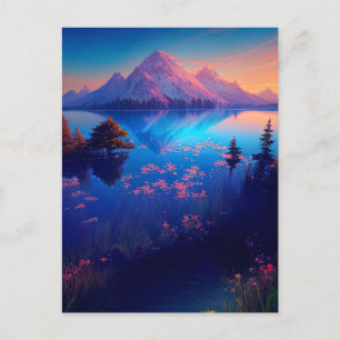 Carte Postale Beau lac survolé avec Majestic Mountains