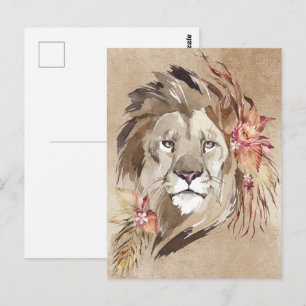 Carte Postale Beau Lion aquarelle