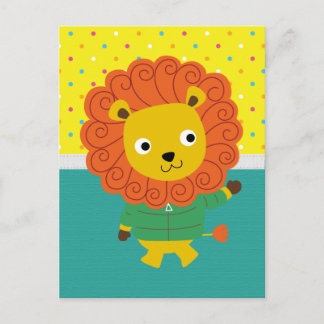 Carte Postale Beau Lion coloré pour enfants, chambre bébé