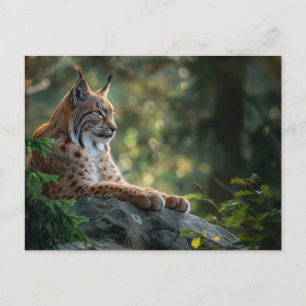 Carte Postale Beau lynx se reposant sur un rocher