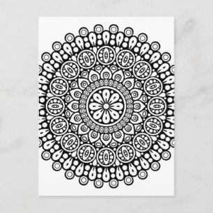 Carte Postale Beau Mandala noir et blanc pour colorier dans