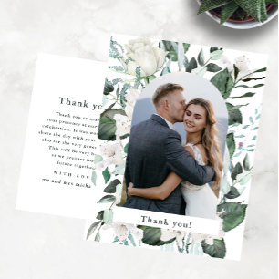 Carte Postale Beau Mariage photo floral Message Merci