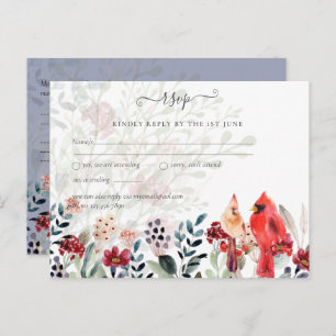 Carte Postale Beau Mariage ROUGE CARDINAL Oiseaux