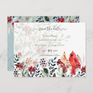 Carte Postale Beau Mariage ROUGE CARDINAL Oiseaux