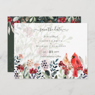 Carte Postale Beau Mariage ROUGE CARDINAL Oiseaux