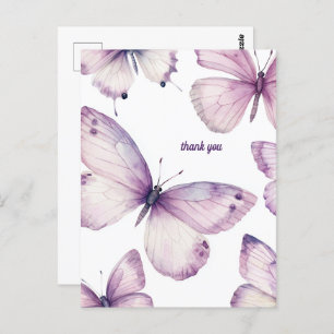 Carte Postale Beau MERCI de papillons violets