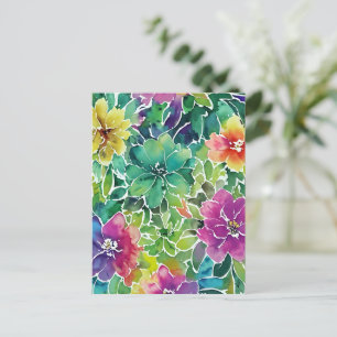 Carte Postale Beau Motif de fleurs d'aquarelle