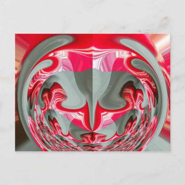 Carte Postale beau motif géométrique gris cendré rouge design AR (Devant)