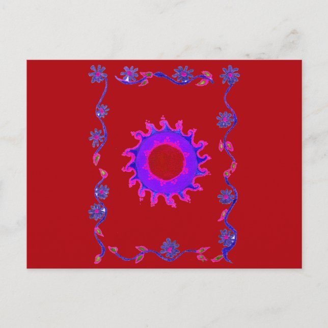 Carte Postale Beau Motif Indien Extraordinaire Mehndi Maroon Art (Devant)