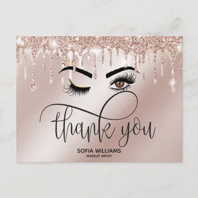 Carte Postale Beau oeil Brown Wink avec couronne or (Devant)