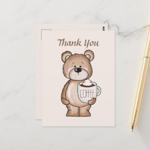 Carte Postale Beau ours à café ajouter du Merci de texte
