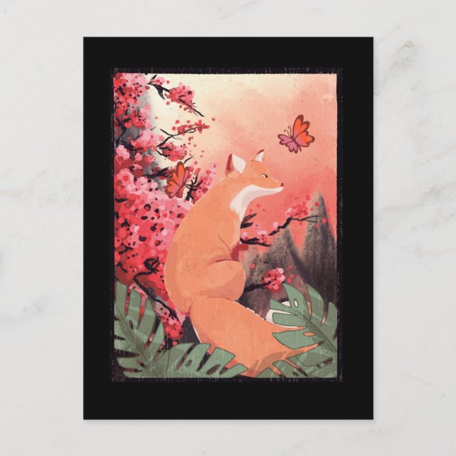 Carte Postale Beau papillon renard japonais (Devant)