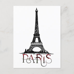Carte Postale Beau Paris, Tour Eiffel Grunge Vintage