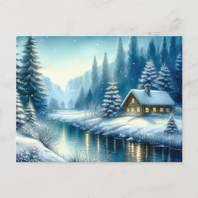 Carte Postale Beau paysage de la rivière d'hiver (Devant)