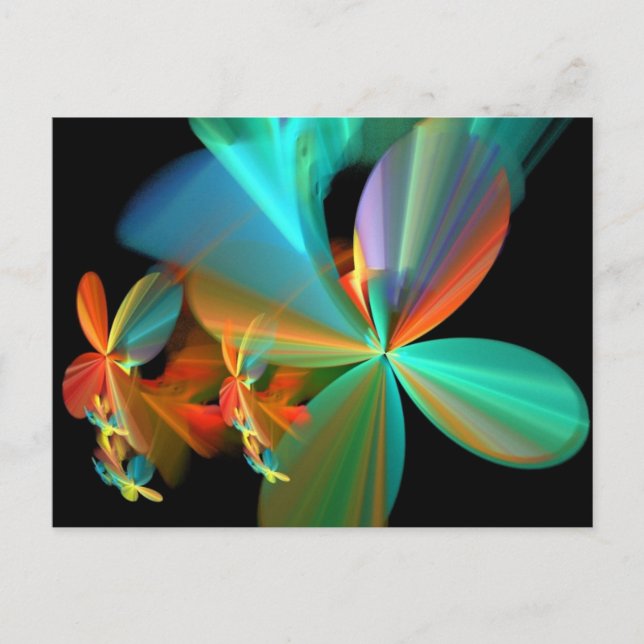 Carte Postale Beau pétales Turquoise Orange Fractal Art (Devant)