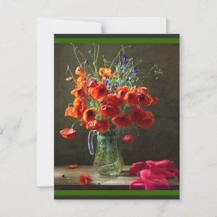 Carte Postale Beau Pitcher de Fleurs rouges à vie morte