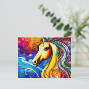 Carte Postale Beau Rainbow Horse Portrait