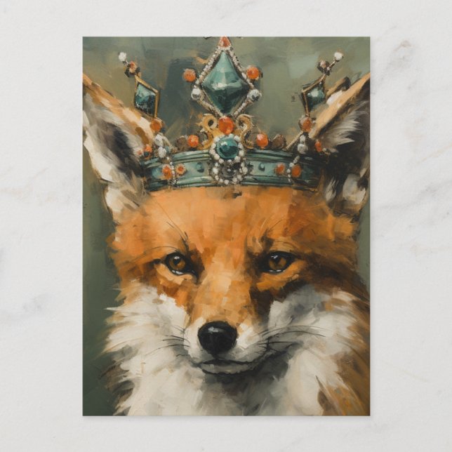 Carte Postale Beau Renard rouge dans une couronne (Devant)