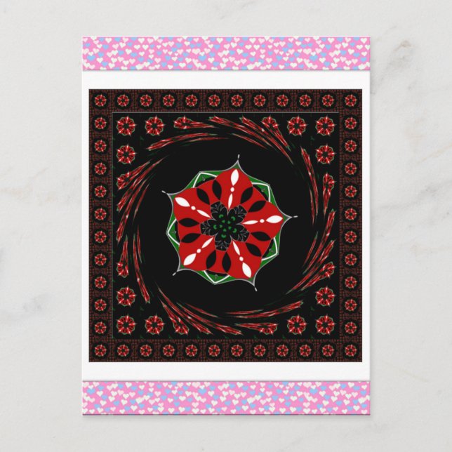 Carte Postale Beau rose Bleu Blanc Coeurs d'amour Design (Devant)