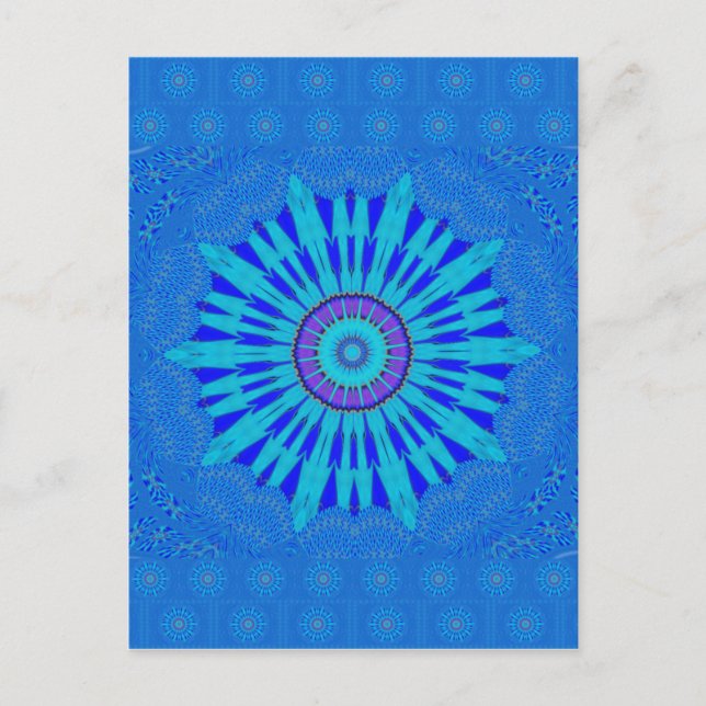 Carte Postale Beau Royal Blue Mandala Art Imprimer (Devant)
