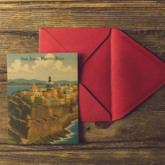 Carte Postale Beau San Juan Porto Rico Retro Art