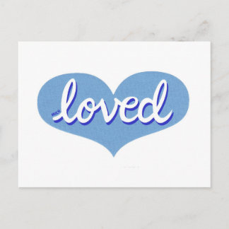 Carte Postale BEAUCOUP AIMÉ - adoré - Coeur d'amour bleu