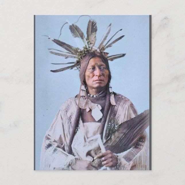 Carte Postale Beaucoup De Cornes. Sioux Man. vers 1890 (Devant)